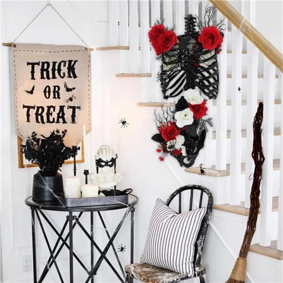 Floral Skeleton Torso Halloween Decor - Indoor Decorations with Easy Assembly - Picture 3 of 7